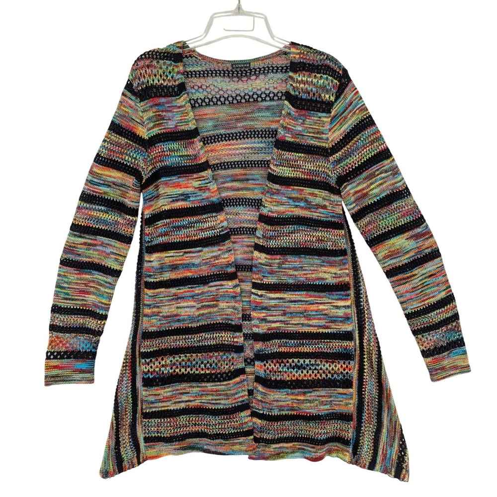Space Dye Open Front Cardigan Small Multicolor Rainbow Knit Boho Layering